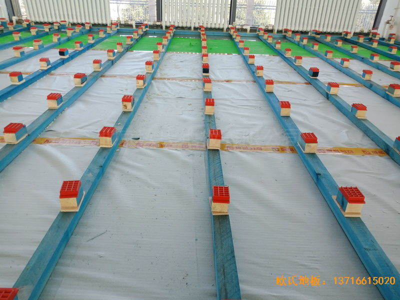 青岛黄岛区滨海街道中心小学运动木地板安装案例