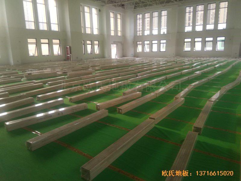 山东济南唐冶城篮球馆运动木地板施工案例3