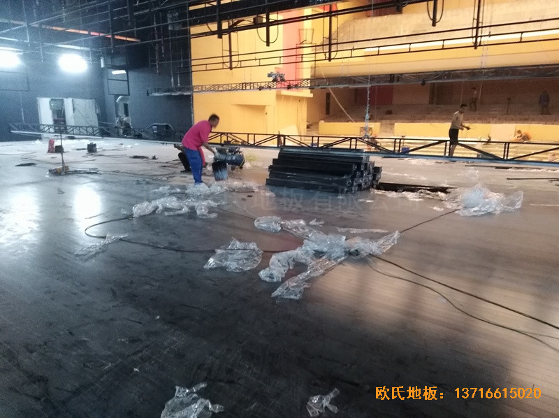 河北廊坊益田同文学校舞台运动木地板安装案例5
