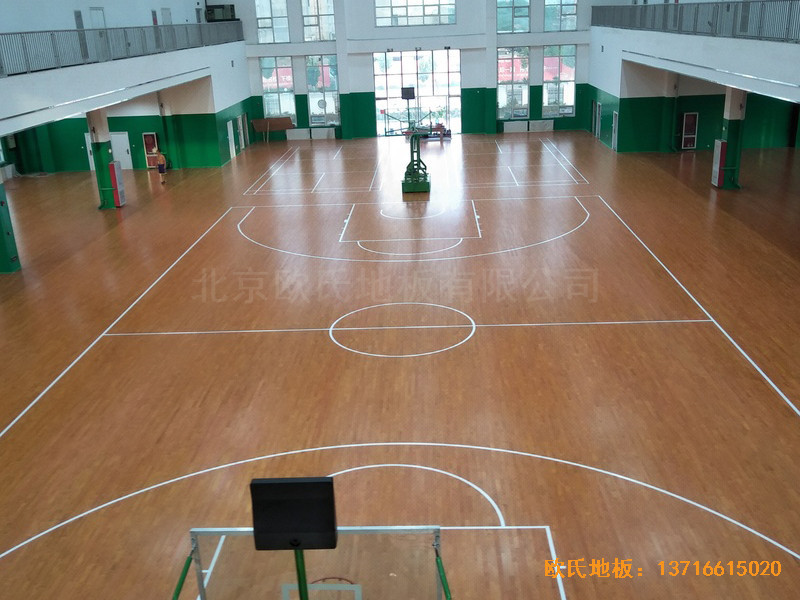山东荷泽定陶新一中篮球馆运动地板施工案例5