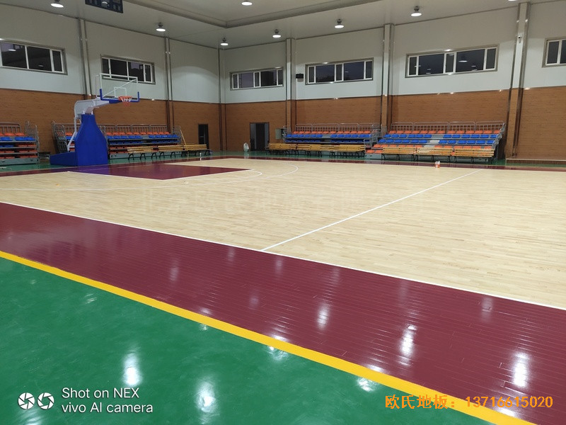山西阳泉盂县明鑫加油站篮球馆体育木地板施工案例0