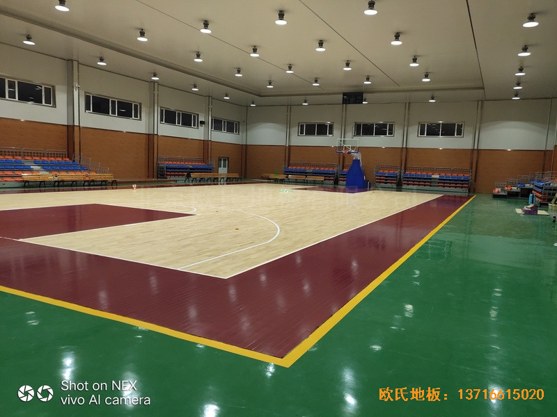 山西阳泉盂县明鑫加油站篮球馆体育木地板施工案例4