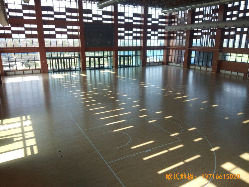 河北工程大学新校区篮球馆体育地板施工案例5