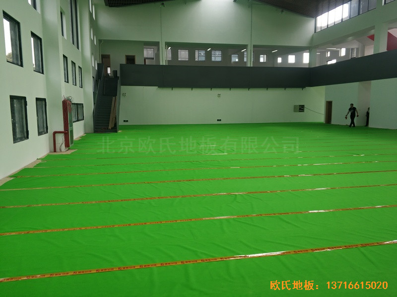 浙江宁波高新消防大队篮球馆体育木地板安装案例2