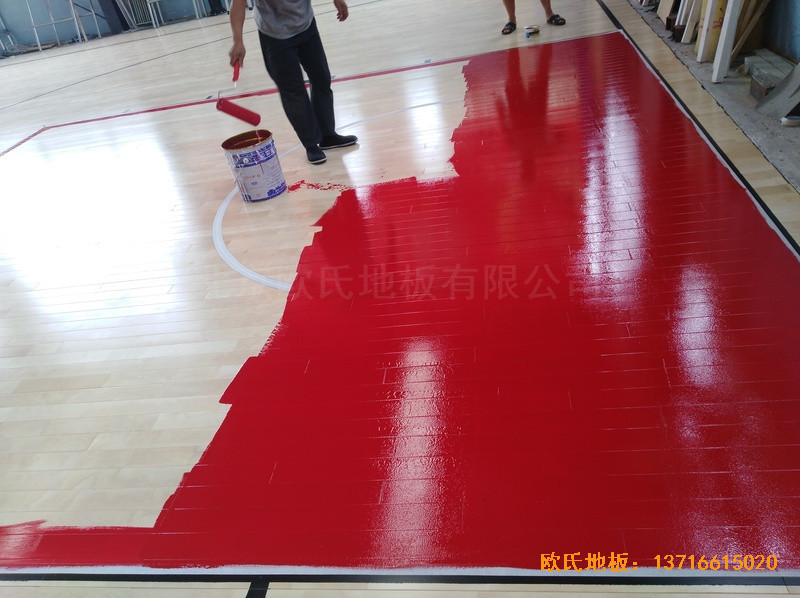 湖北黄石黄金海湾篮球训练馆体育地板铺设案例4