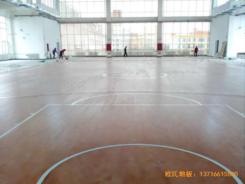 甘肃天水清水县农业学院篮球馆体育木地板安装案例5