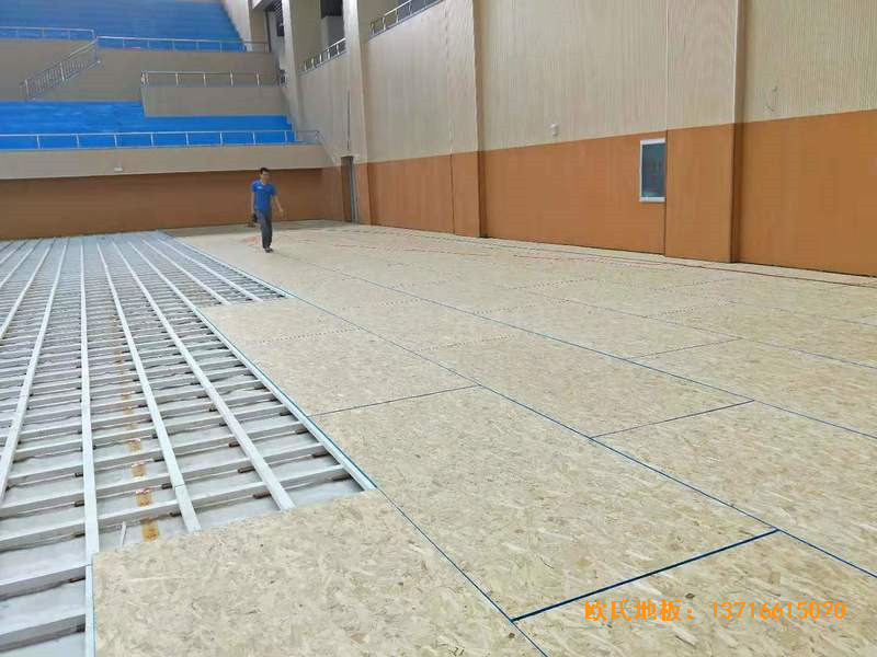 云南楚雄医专学院篮球馆运动木地板安装案例2