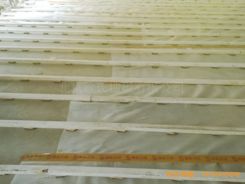 宁夏银川试验中学篮球馆运动木地板安装案例1