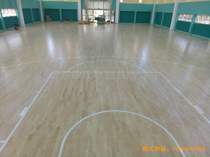 宁波至城学校篮球馆运动木地板安装案例0