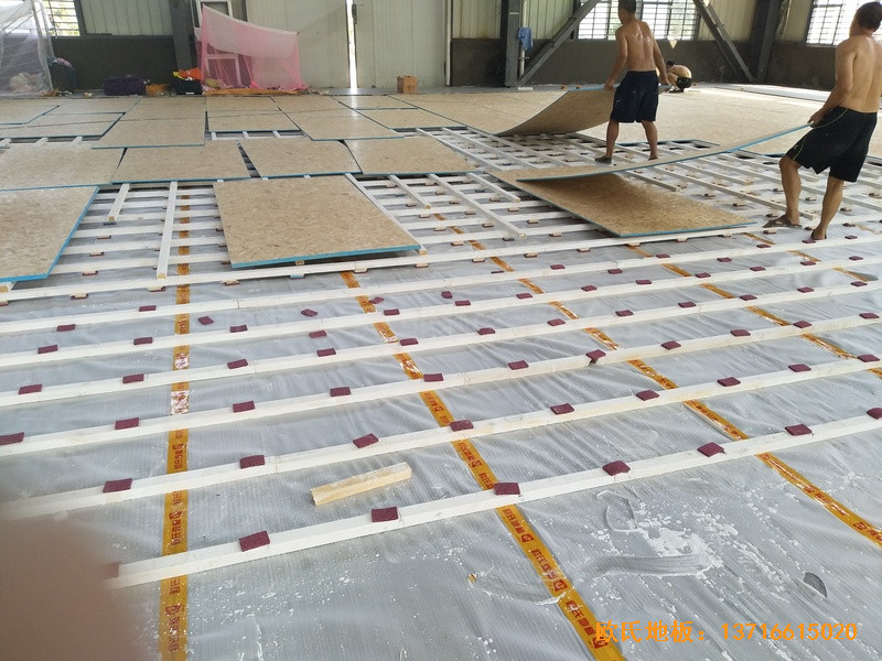 安微淮南开发区篮球馆运动木地板铺装案例1