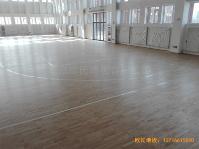 银川北塔中学篮球馆体育木地板铺设案例